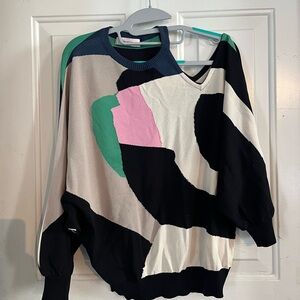 Aldo Martins Black, Pink, Green, and Cream Sweater